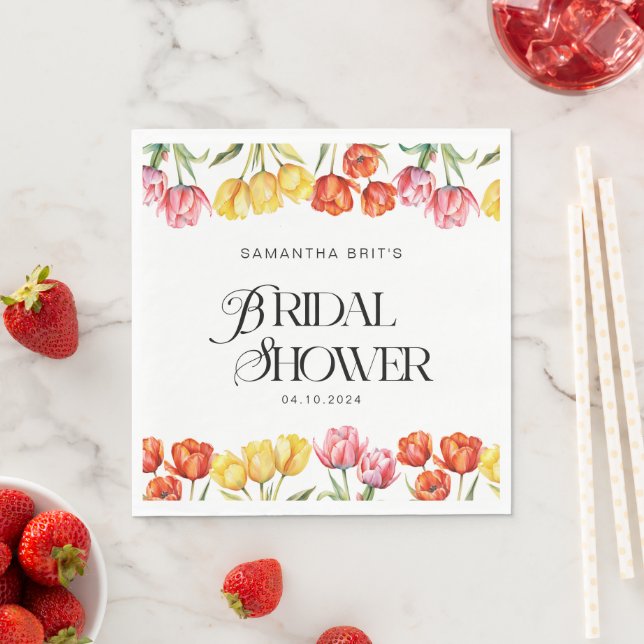 Modernes orangefarbenes Brautparty Serviette (Beispiel)