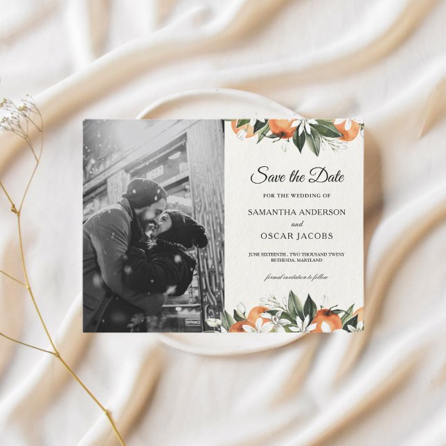 Modernes Orangefarbenes Foto Ankündigungspostkarte (Von Creator hochgeladen)