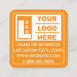 Modernes orangefarbenes Logo QR-Code-Scan-Website- Quadratische Visitenkarte