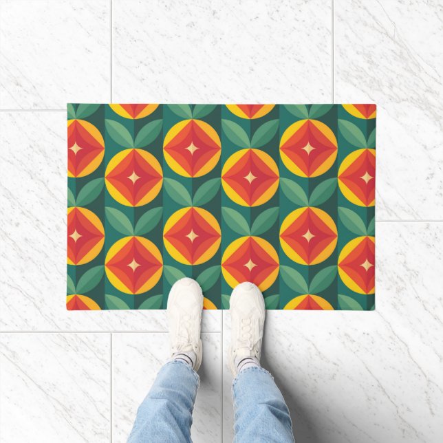 Modernes, orangefarbenes Muster aus dem Mittelalte Fußmatte (Indoor)