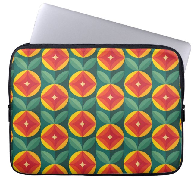 Modernes, orangefarbenes Muster aus dem Mittelalte Laptopschutzhülle (Vorderseite)