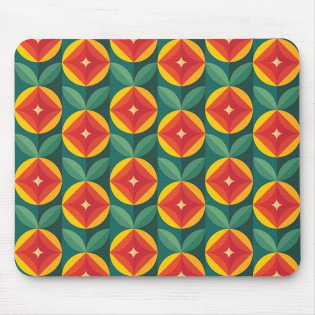 Modernes, orangefarbenes Muster aus dem Mittelalte Mousepad (Vorne)