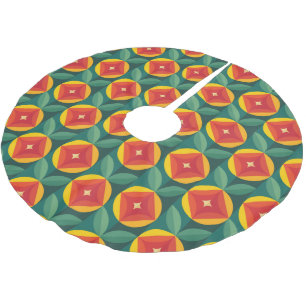 Modernes, orangefarbenes Muster aus dem Mittelalte Polyester Weihnachtsbaumdecke