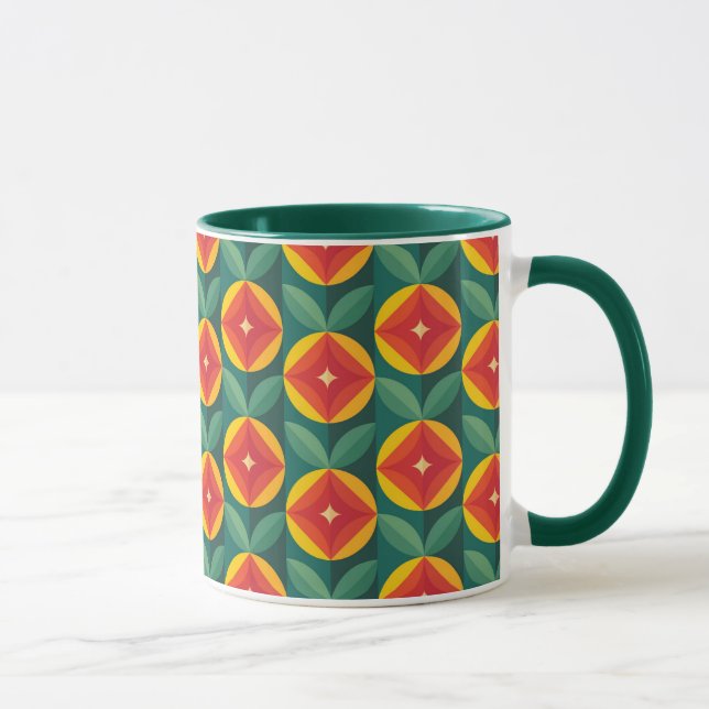 Modernes, orangefarbenes Muster aus dem Mittelalte Tasse (Rechts)