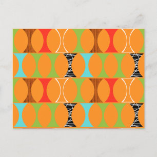 Modernes Orangefarbenes Muster Postkarte Mitte Jah