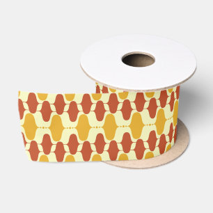 Modernes, orangefarbenes Muster - Retro-Akzent Satinband