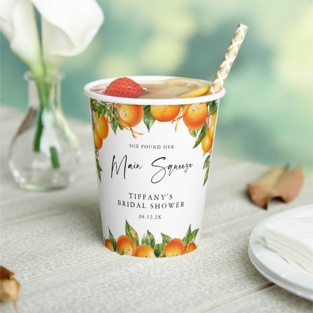 Modernes Orangen Lemon Citrus Brautparty Pappbecher (In Situ)