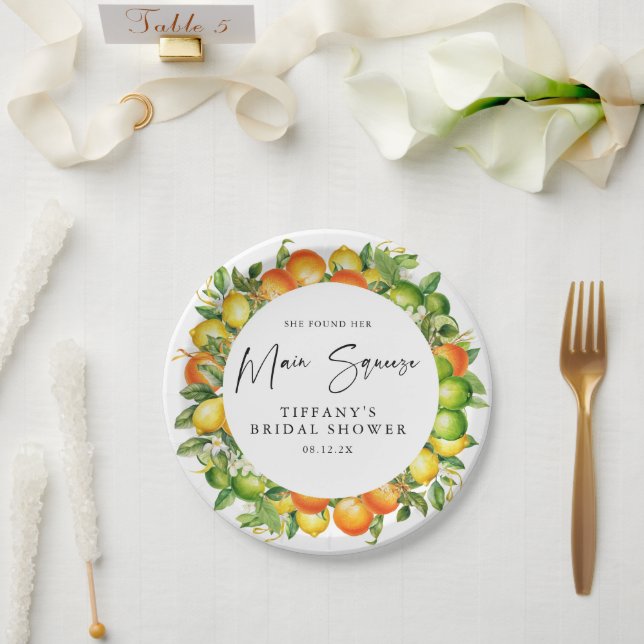 Modernes Orangen Lemon Citrus Brautparty Pappteller (Hochzeit)