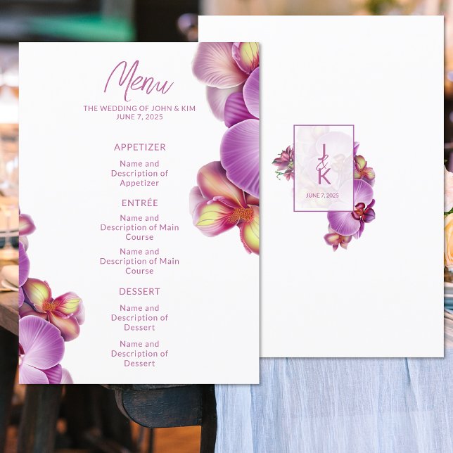 Modernes Orchid Wedding Menu Menükarte (Von Creator hochgeladen)