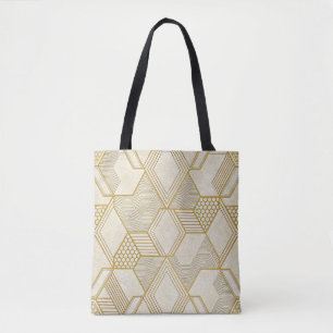 Modernes organisches Sechseckmuster Creme und Be Tasche