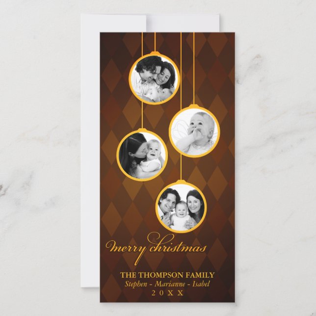 Modernes Ornament Gold & Brown Frohe Weihnachten (Vorderseite)