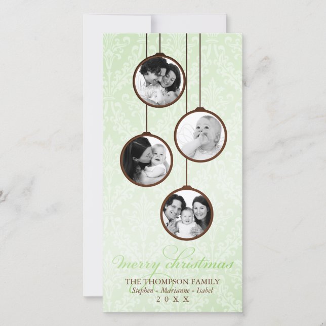Modernes Ornament Grün & Braun Frohe Weihnachten (Vorderseite)
