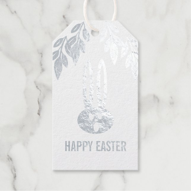Modernes Osterhasen-Kaninchensilber Geschenkanhänger (Vorderseite)