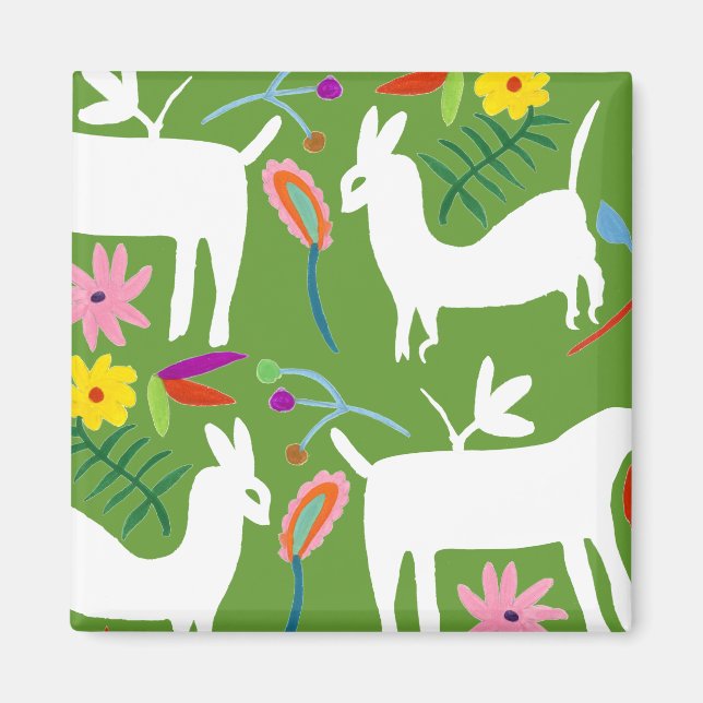 Modernes Otomi-Design | Llama Donkey Design Magnet (Vorne)