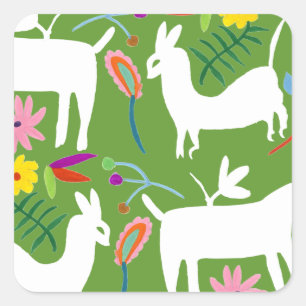 Modernes Otomi-Design Llama Donkey Design Quadratischer Aufkleber