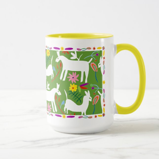 Modernes Otomi-Design | Llama Donkey Design Tasse (Rechts)