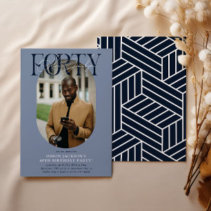 Modernes Oval Foto & Unterschrift 40. Geburtstag Einladung