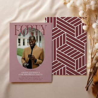 Modernes Oval Foto & Unterschrift 40. Geburtstag Einladung