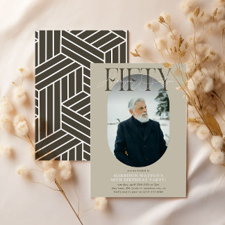 Modernes Oval Foto & Unterschrift 50. Geburtstag Einladung