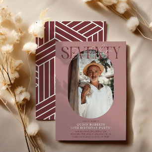 Modernes Oval Foto & Unterschrift 70. Geburtstag Einladung