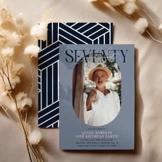 Modernes Oval Foto & Unterschrift 70. Geburtstag Einladung