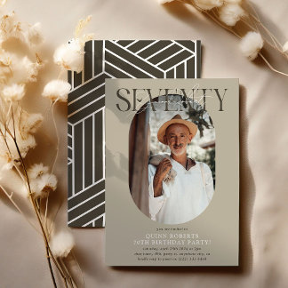 Modernes Oval Foto & Unterschrift 70. Geburtstag Einladung