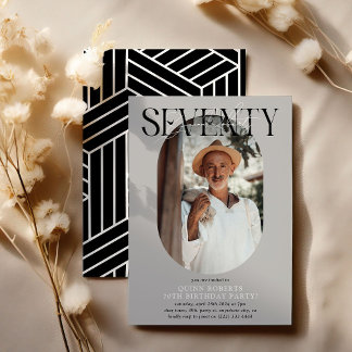Modernes Oval Foto & Unterschrift 70. Geburtstag Einladung