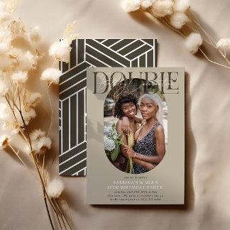 Modernes ovales Foto & Unterschrift Einladung