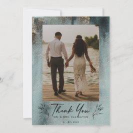 Modernes Ozeanwasser mit Gold-Foto Dankeskarte