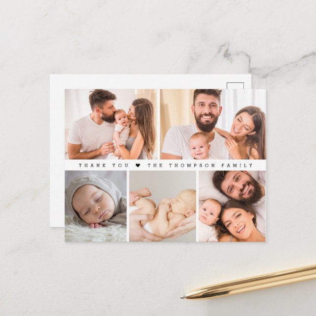 Modernes Paar Babydusche FotoCollage Einfach Postkarte (Vorderseite/Rückseite Beispiel)