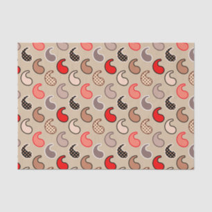 Modernes Paisley-Muster, Beige, Rot, Grau und Kora Seidenpapier