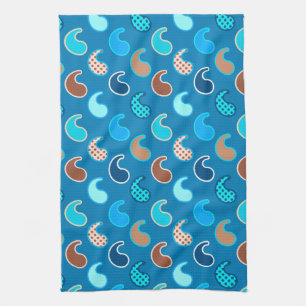 Modernes Paisley Muster, Cerulean Blue, Tan & Aqua Handtuch