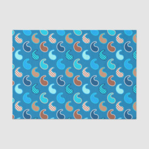 Modernes Paisley Muster, Cerulean Blue, Tan & Aqua Seidenpapier