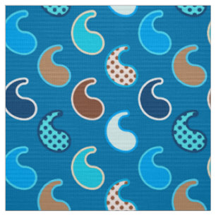 Modernes Paisley Muster, Cerulean Blue, Tan & Aqua Stoff