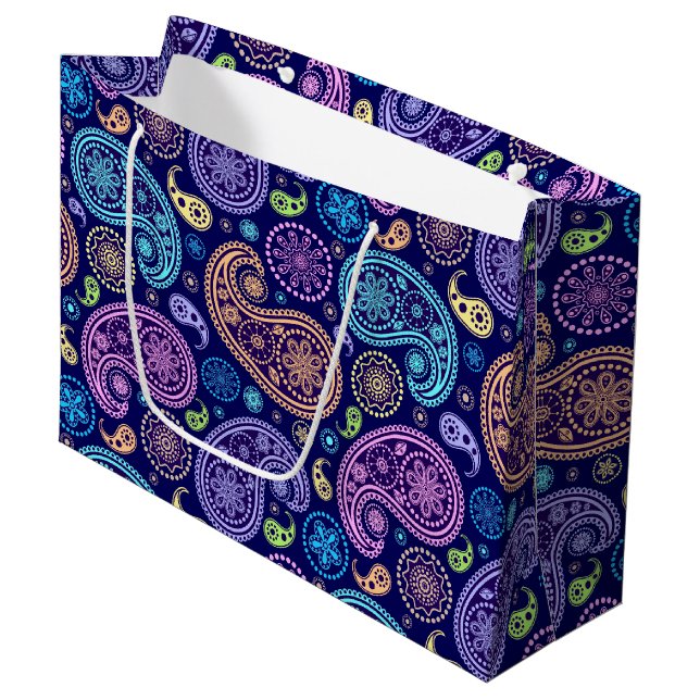 Modernes Paisley-Muster Große Geschenktüte (Vorderseite Schrägansicht)
