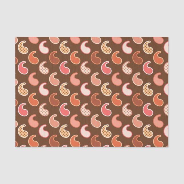 Modernes Paisleymuster, Erdtöne, Kakaobrüben Seidenpapier (Vorderseite)