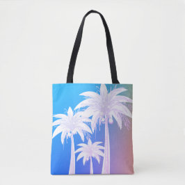 Modernes Palmenblätterdach Wasserfarben Blau Pink Tasche