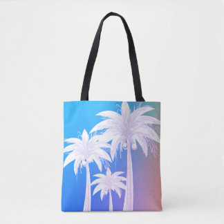 Modernes Palmenblätterdach Wasserfarben Blau Pink Tasche