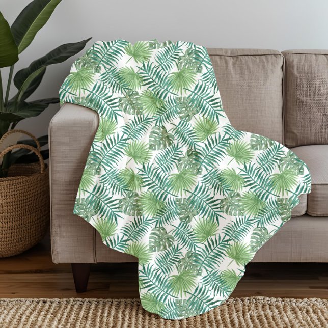 Modernes Palmwedelmuster Fleecedecke (Modern Palm Leaves Pattern Fleece Blanket)