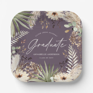 Modernes Pampasgras-Grab lila elegant Pappteller
