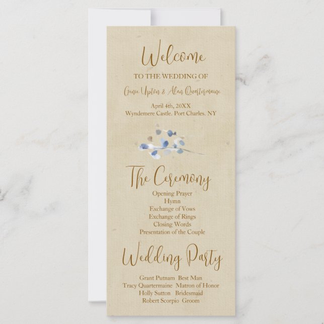 Modernes Pansy-Hochzeitsprogramm (Vorderseite)