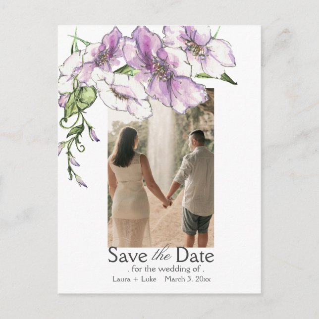 Modernes Pansy-Save the Date-Foto Postkarte (Vorderseite)