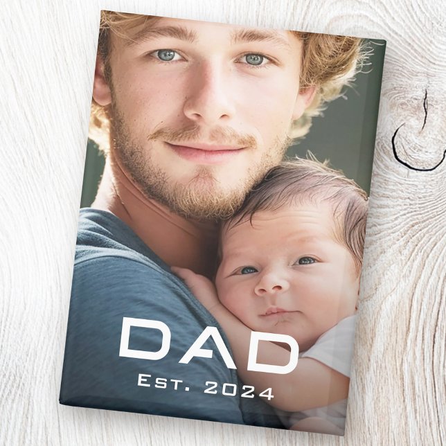 Modernes Papa ist das neue Baby Foto des Vaters Magnet (Modern dad est year father's day new baby photo magnet)