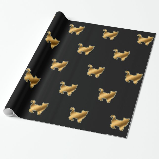 Modernes Papier für das Gold der Katze Geschenkpapier (Ungerollt)