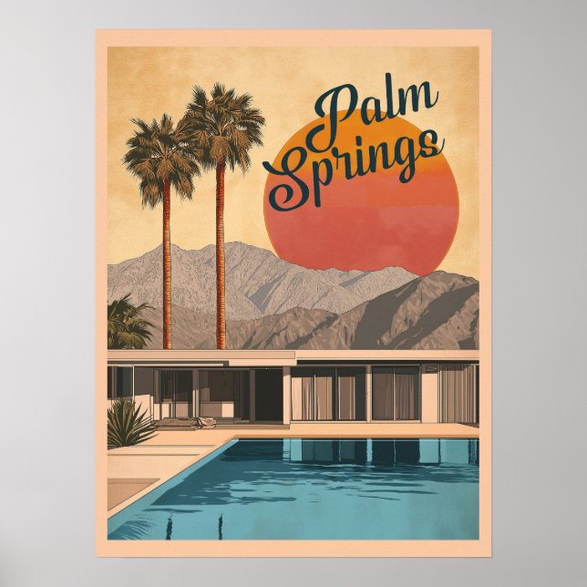 Modernes Paradies Mitte des Jahrhunderts: Palmspri Poster (Vorne)