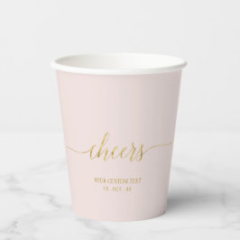 Modernes Party aus Gold und Rosa Buchstaben Pappbecher