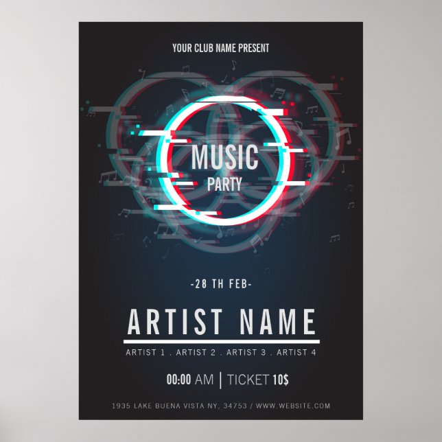 Modernes Party Flyer Ankündigung Poster (Vorne)