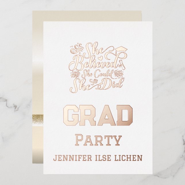 MODERNES PARTY FOLIENEINLADUNG (Vorderseite/Rückseite)