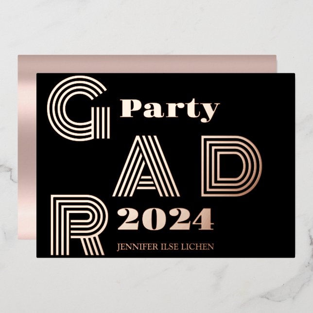 MODERNES PARTY FOLIENEINLADUNG (Vorderseite/Rückseite)
