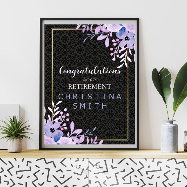 Modernes Party für Blumenpastell Poster (Modern Floral Pastel Watercolor Retirement Party)